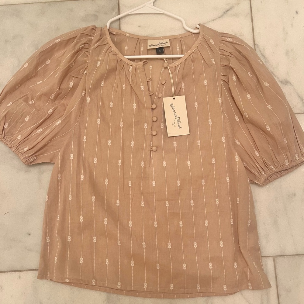 Universal Thread by Target Brown Top with Puff Sleeves